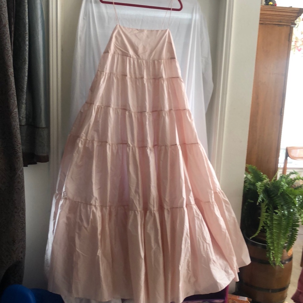 light pink  full length maxi dress..slight tear..